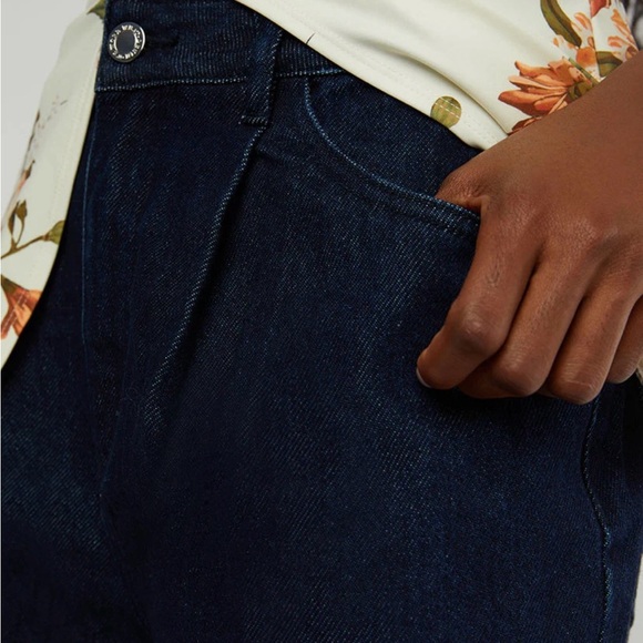 WeWoreWhat High Rise Pleated Wide Leg Pants, Raw Wash - Picture 5 of 5